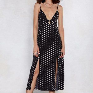 Nasty Gal Slit Happens Polka Dot Midi Dress